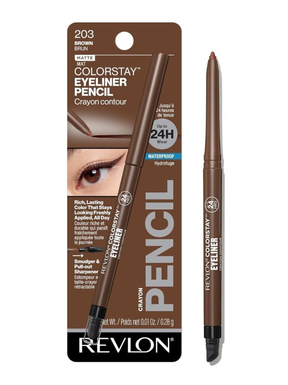 New Revlon ColorStay Waterproof Eyeliner Pencil 203 Brown Matte Smudger